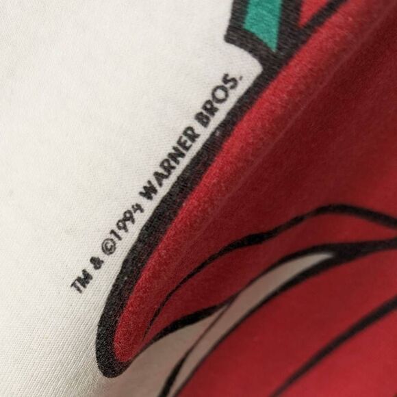 Vintage 1994 Looney Tunes Christmas Tops Graphic Sylvester Tweety Bird OSFA Paja - Picture 4 of 11